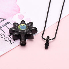 Sun Star With Rhinestone Inlay Cremation Urn Necklace
