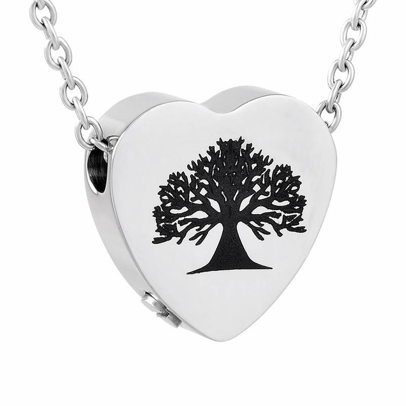 Tree of Life Inside A Heart Cremation Urn Necklace