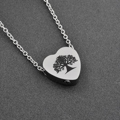 Tree of Life Inside A Heart Cremation Urn Necklace