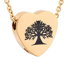 Tree of Life Inside A Heart Cremation Urn Necklace
