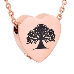 Tree of Life Inside A Heart Cremation Urn Necklace