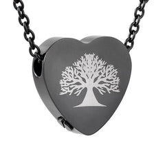 Tree of Life Inside A Heart Cremation Urn Necklace