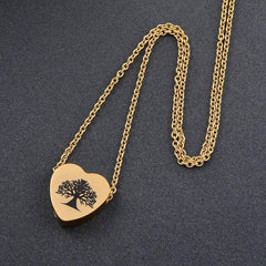 Tree of Life Inside A Heart Cremation Urn Necklace