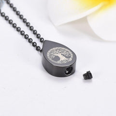 Tree of Life Teardrop Cremation Urn Necklace