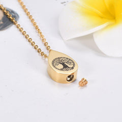 Tree of Life Teardrop Cremation Urn Necklace