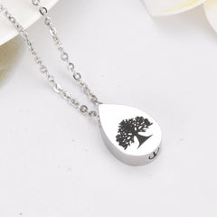 Tree of Life Teardrop Cremation Urn Necklace