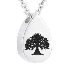 Tree of Life Teardrop Cremation Urn Necklace