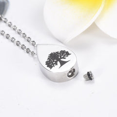 Tree of Life Teardrop Cremation Urn Necklace