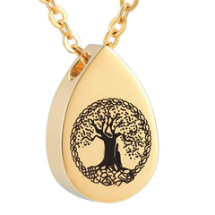 Tree of Life Teardrop Cremation Urn Necklace