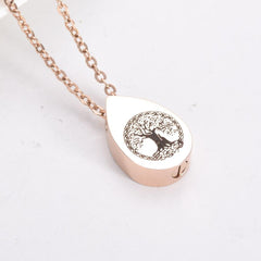 Tree of Life Teardrop Cremation Urn Necklace