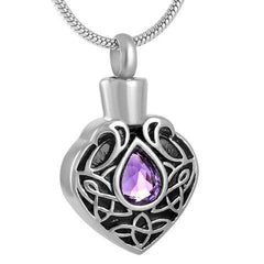 Vintage Heart Shaped Cremation Urn Necklaces With Rhinestone Gemstone