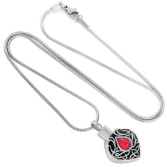 Vintage Heart Shaped Cremation Urn Necklaces With Rhinestone Gemstone