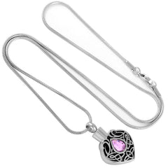 Vintage Heart Shaped Cremation Urn Necklaces With Rhinestone Gemstone