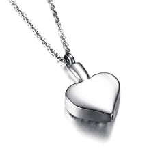 Heart Shaped Cremation Urn Necklace with Cross & Rhinestones