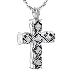 Wrapped Cross Cremation Urn Necklace