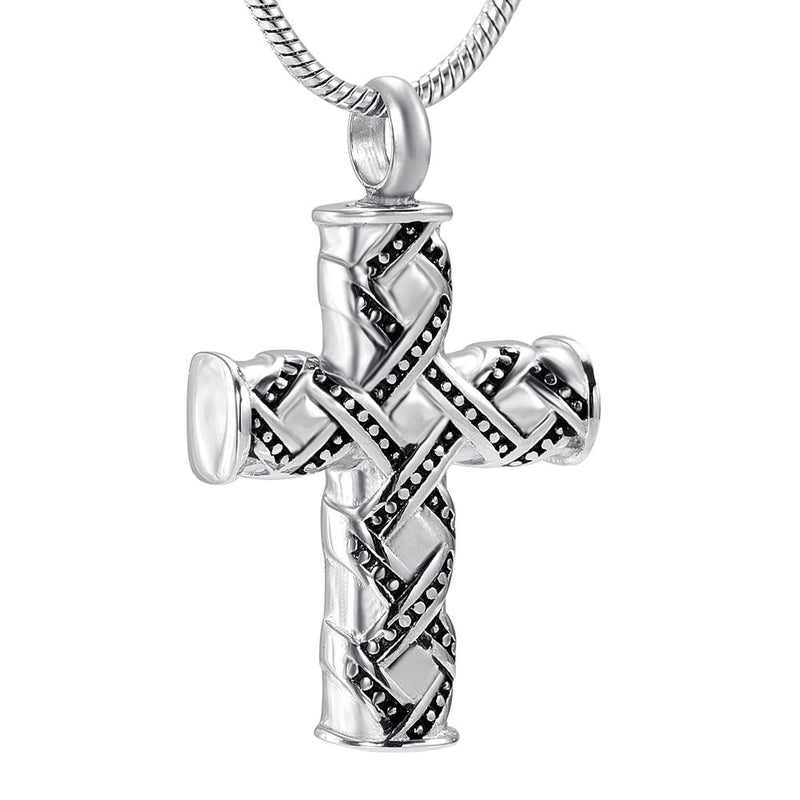Wrapped Cross Cremation Urn Necklace