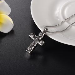 Wrapped Cross Cremation Urn Necklace