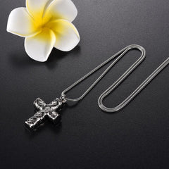 Wrapped Cross Cremation Urn Necklace