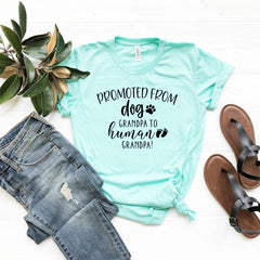 Promoted From Dog Grandpa to Human Grandpa T-Shirt