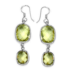 25.74 Carat Genuine Lemon Quartz .925 Sterling Silver Earrings