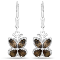 2.20 Carat Genuine Smoky Quartz .925 Sterling Silver Earrings