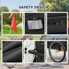 Dog Bike Trailer, Pet Cart Bicycle Carrier with 20" Air Tires, Quick-Release Wheels, Reflectors, Flag
