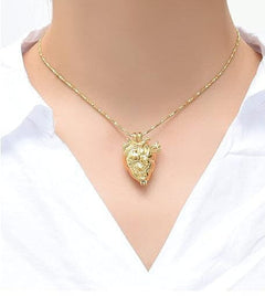 Silver Anatomical Heart Cremation Urn Necklace