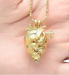 Silver Anatomical Heart Cremation Urn Necklace