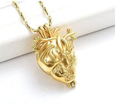 Silver Anatomical Heart Cremation Urn Necklace