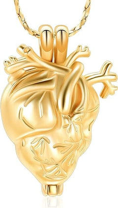 Silver Anatomical Heart Cremation Urn Necklace