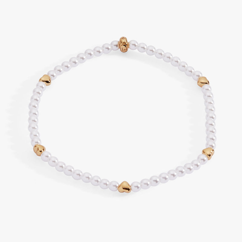 Heart and Pearl Stretch Bracelet