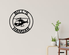 Helicopter Hangar Sign, Personalized Pilot Name Sign, Custom Aviation Lover, Man Cave Sign, Helicopter Sign, Personalized Helicopter Sign