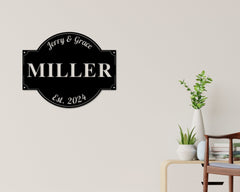 Last Name Sign, Personalized Family Sign, Family Sign With Est Date, Metal Sign, Wedding Gift, Newly Wed Gift, Housewarming Gift, Metal