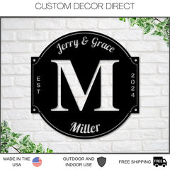 Initial Sign, Name sign, Personalized Family Sign, Last name Sign, Family,  Metal sign, Wedding Gift, Wedding Sign, Housewarming Gift, Metal