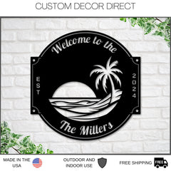 Pool Sign, Metal Pool Sign, Beach House Sign,  Personalized pool, Palm Trees, Beach Decor, Front door, Tropical Patio Pool Sign, Patio metal