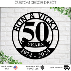 50th Anniversary Sign, Metal Anniversary Sign, Golden Anniversary, 50 Year Anniversary Gift, Wedding Anniversary Metal Wall Art, Celebration