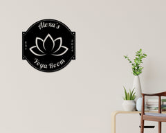 Yoga Metal Sign, Personalized Yoga Sign, Yoga Studio Decor, Lotus Flower sign , Yoga Room Name Sign, Mother's Day Gift, Gift for Her, Zen