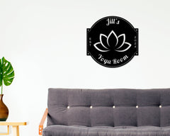Yoga Metal Sign, Personalized Yoga Sign, Yoga Studio Decor, Lotus Flower sign , Yoga Room Name Sign, Mother's Day Gift, Gift for Her, Zen