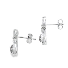 .47ct Quartz Diamond Dangle Earrings 10KT White Gold