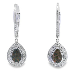 .87ct Quartz Diamond Dangle Earrings 10KT White Gold