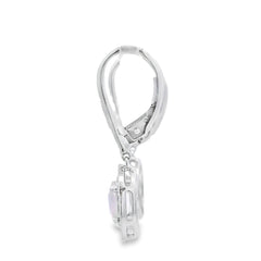 Rose Quartz Diamond Dangle Earrings 10KT White Gold