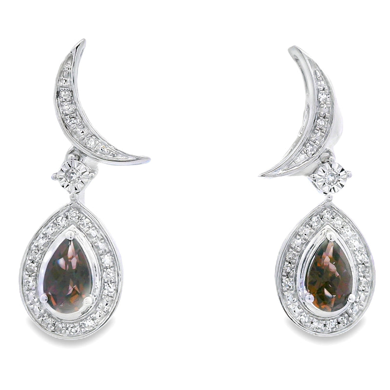 .47ct Quartz Diamond Dangle Earrings 10KT White Gold