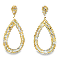 Genuine 8.65ct Diamond Dangle Earrings 18KT Yellow Gold