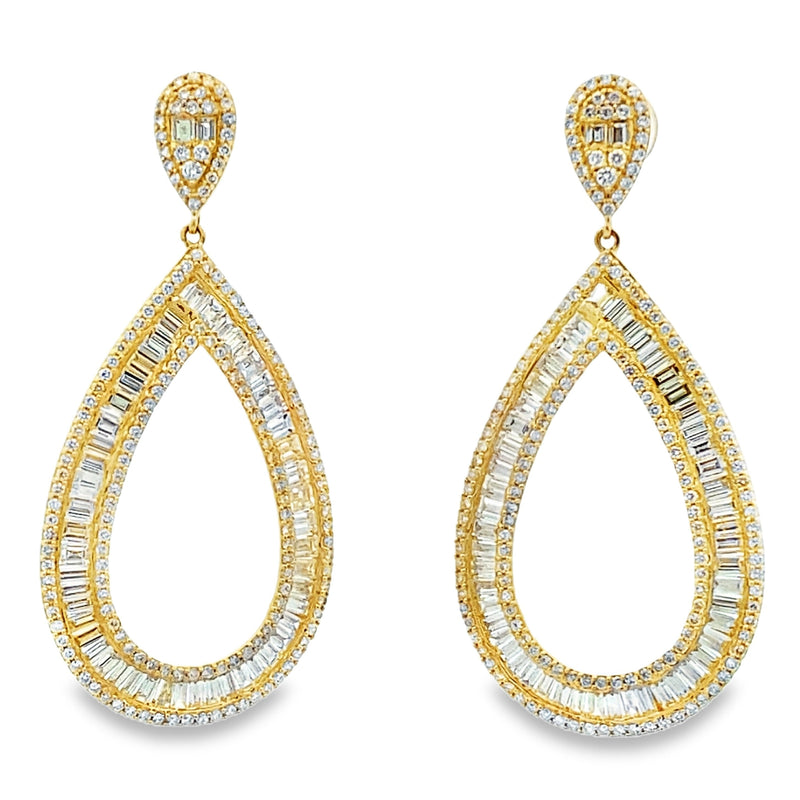 Genuine 8.65ct Diamond Dangle Earrings 18KT Yellow Gold