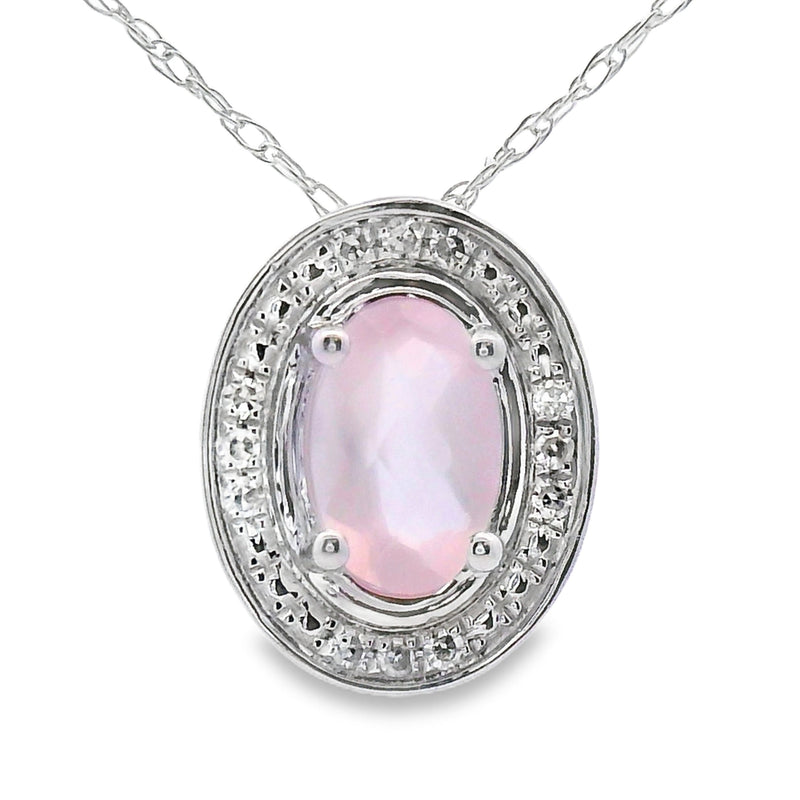 Rose Quartz Diamond Fashion Pendants 10KT White Gold
