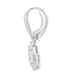 Rose Quartz Diamond Dangle Earrings 10KT White Gold