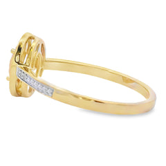 Genuine .53ct Rose Quartz Diamond Ring 10KT Yellow Gold