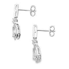Rose Quartz Diamond Dangle Earrings 10KT White Gold