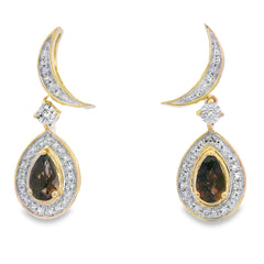 .47ct Quartz Diamond Dangle Earrings 10KT Yellow Gold