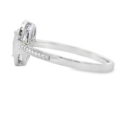 Genuine .44ct Rose Quartz Diamond Ring 10KT White Gold
